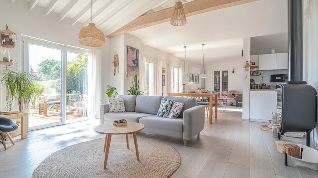 Bright and Modern Living Room with Natural Light and Cozy Decor