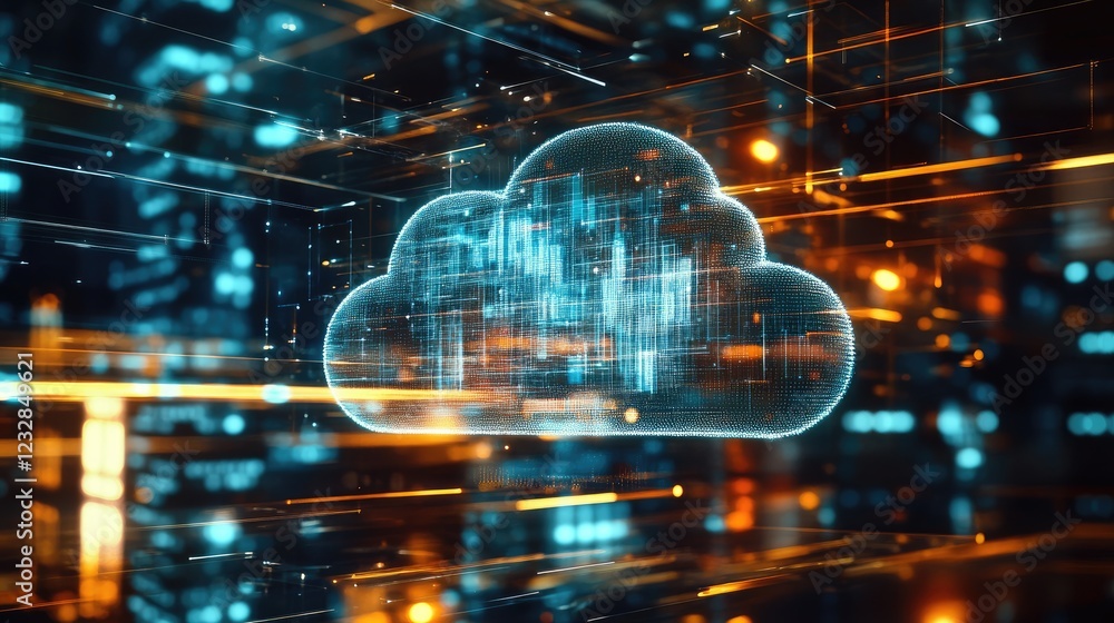 Aufkleber Digital Cloud Network Data Visualization Abstract