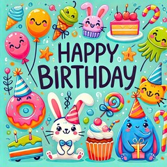 Naklejka premium happy card with animals