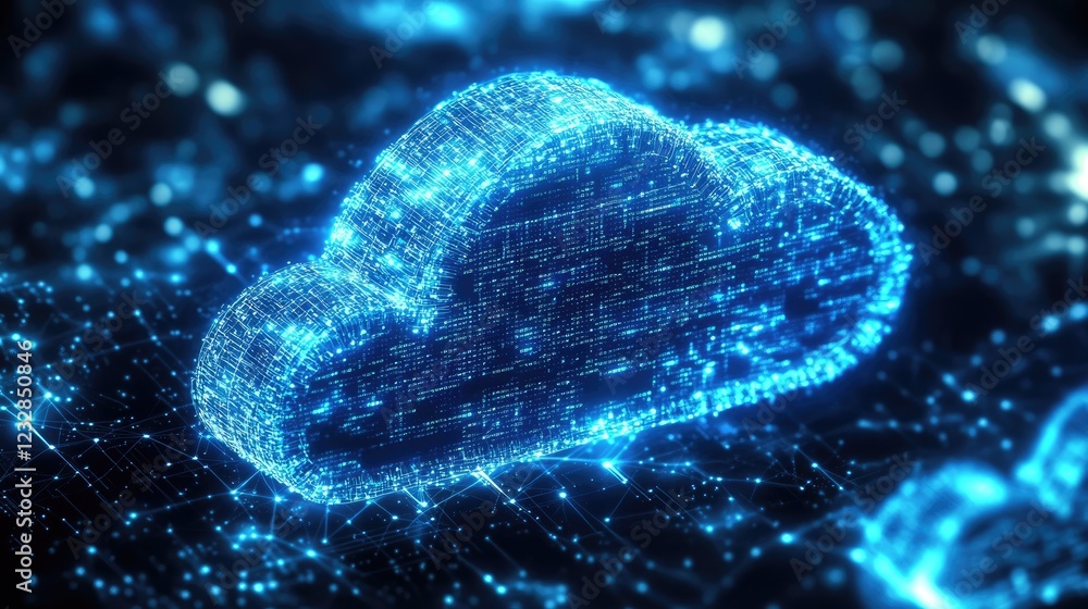 Poster Digital Cloud Network Data Visualization Abstract