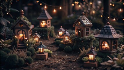 Enchanting fairy tale village whimsical forest digital artwork magical atmosphere fantasy perspective fairy tale themed