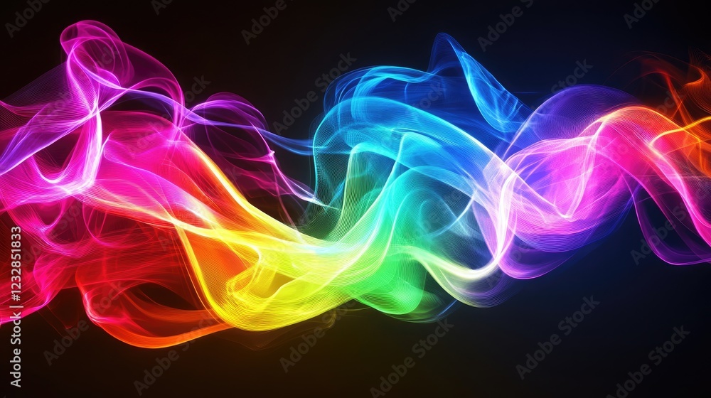 Poster Abstract Rainbow Light Waves Flowing Dynamically