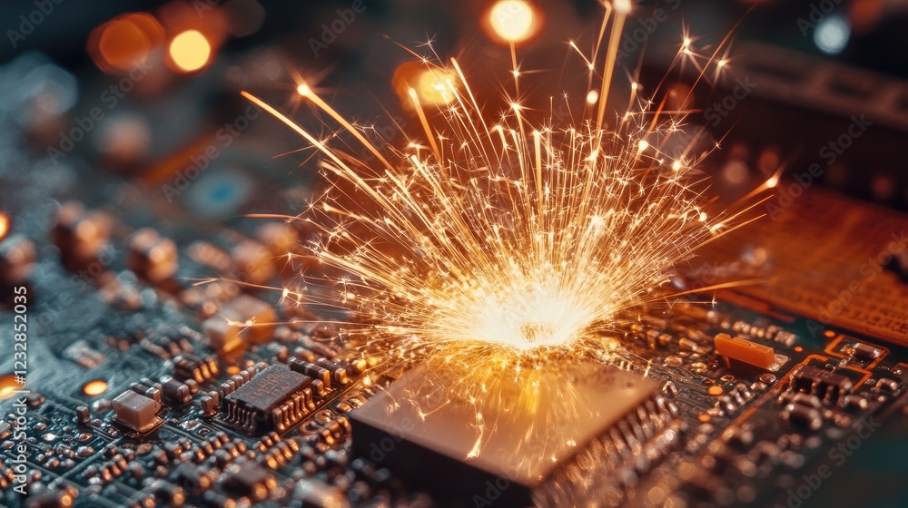 Poster circuit board sparks exploding technology innovation