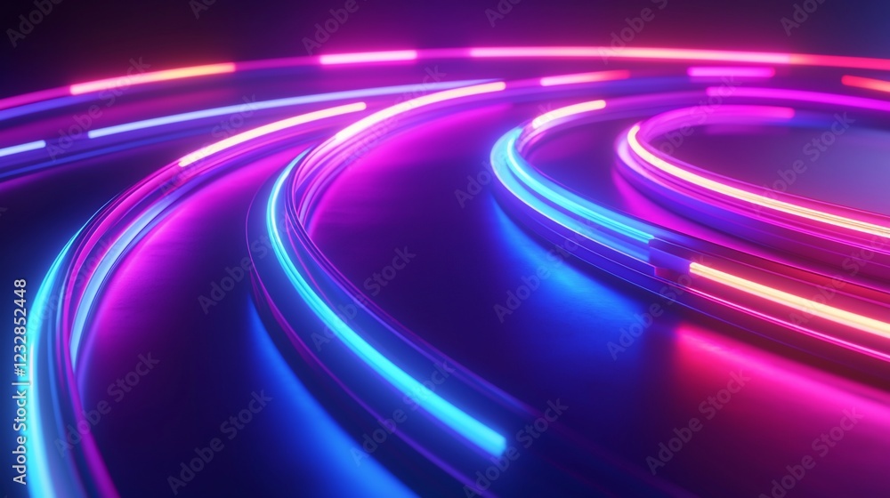 Aufkleber abstract neon light trails swirling dynamically