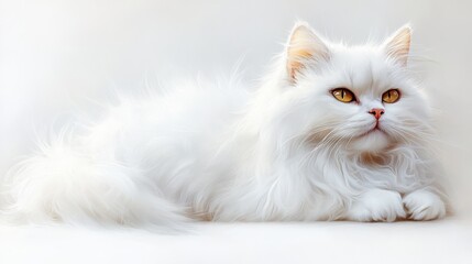 Gentle Watercolor Illustration of a Persian Cat with Graceful Fur
