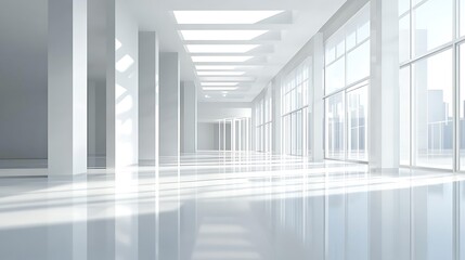 Fototapeta premium Modern minimalist white architecture interior design space