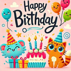 happy card with animals