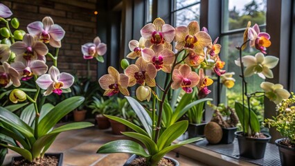 Obraz premium Captivating orchid flower display at the botanical garden a visual journey through nature's elegance