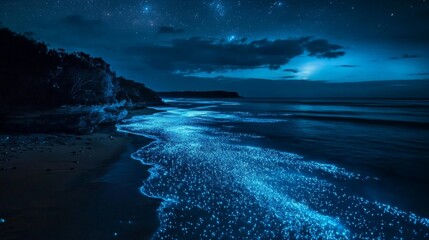 Night beauty in the ocean! Jervis Bay in Australia lights up with glow-worms.