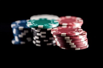 casino chips stacked on a black background