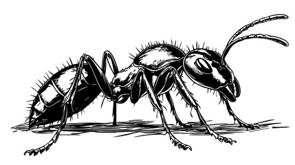 Detailed Ant Drawing Perfect for Design and Art Projects, Transparent Background 
