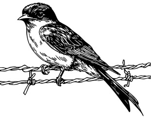 Detailed Swallow Drawing Perfect for Design and Art Projects, Transparent Background, Sketch