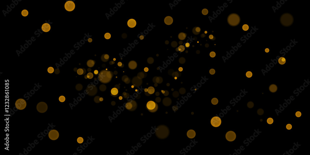 Poster gold bokeh lights isolated. vector background with gold sparkles