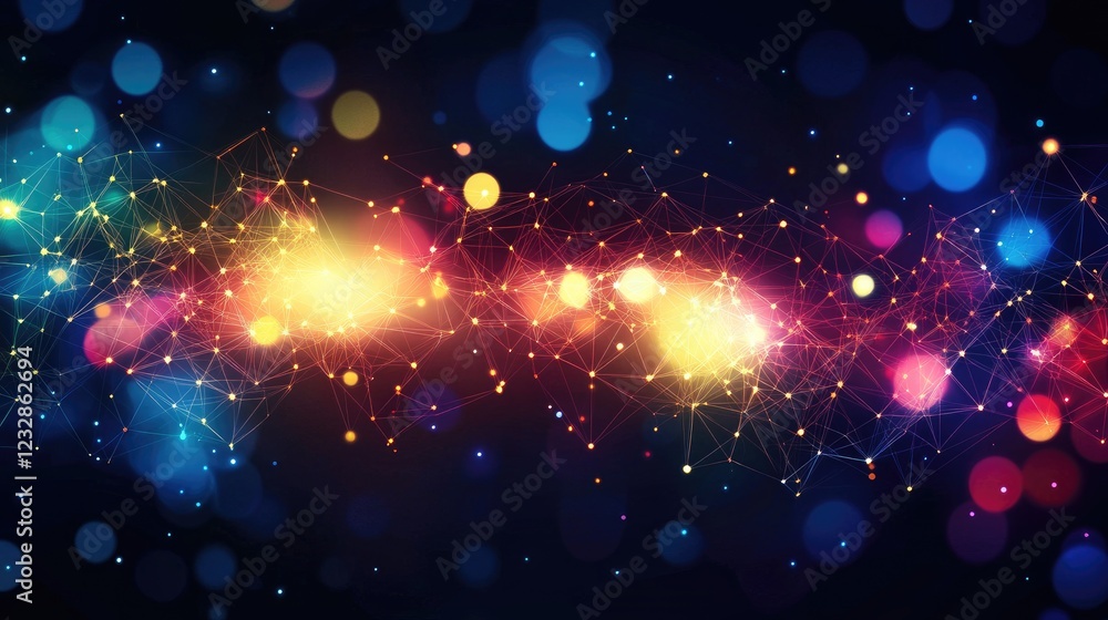 Poster abstract colorful network lightscape bokeh background