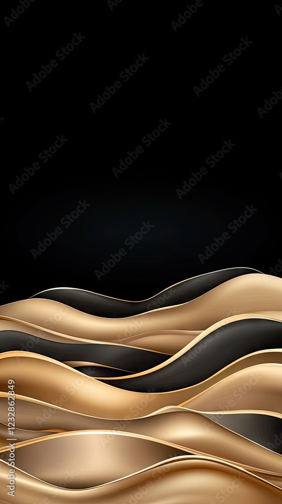 Poster elegant wavy patterns in gold and black create a luxurious background design suitable for various ar