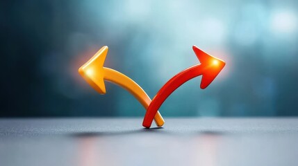 marketing research compitition behavior, Abstract concept of market competition, intertwined lines and glowing arrows pointing in different directions