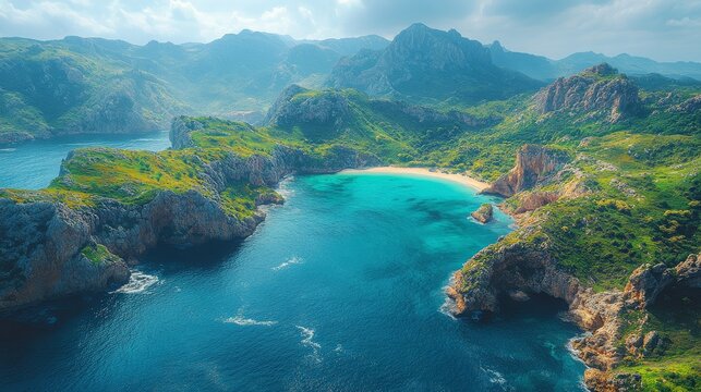 Serene Isolation: Captivating Remote Island with Jagged Cliffs Embraced by Waters of Solitude and Beauty