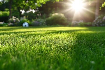 Fototapeta premium Vibrant Green Grass in Sunlight