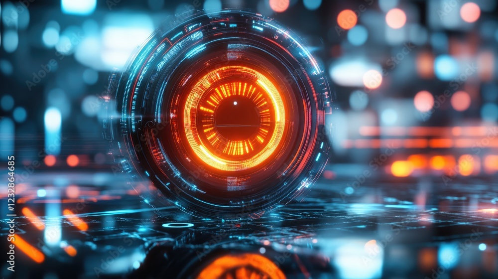 Poster futuristic glowing orb technological interface design