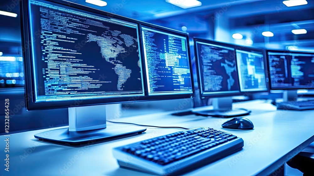 Aufkleber Global Network Data Center Monitors Displaying Code