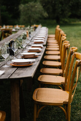 Elegant Outdoor Wedding Reception Setup at a Rustic Tuscan Castle