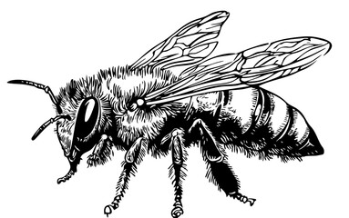 Intricate Bee Sketch A Classic Monochrome Representation, Sketch, No Background (2)