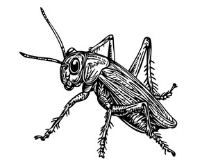 Intricate Cartoon Cricket Sketch A Classic Monochrome Representation, Sketch, No Background (3)