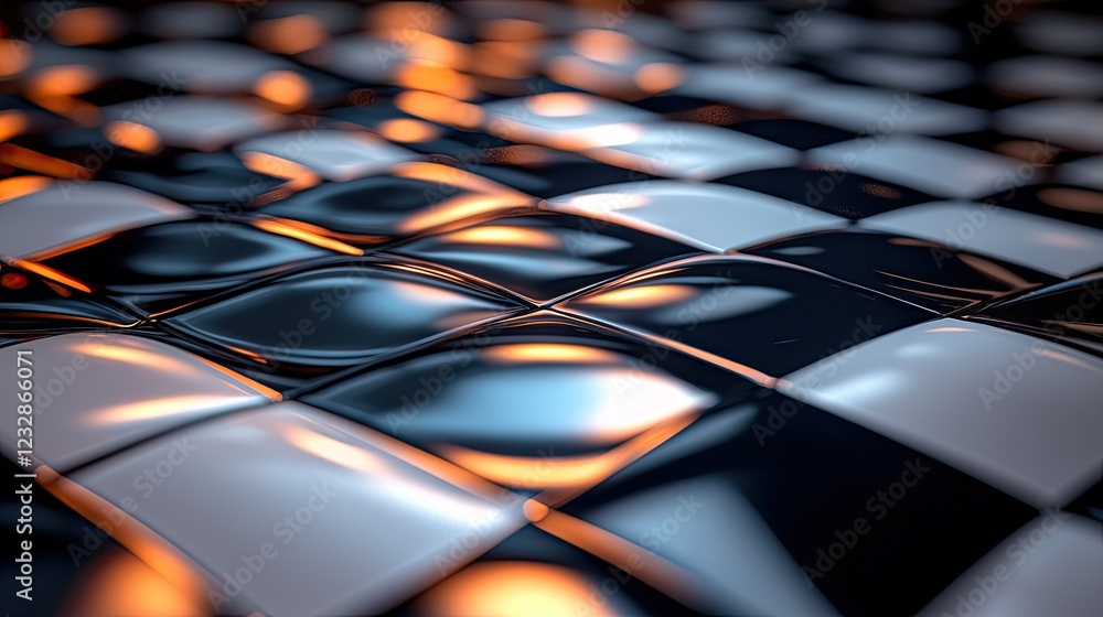 Aufkleber abstract checkerboard pattern with wavy shiny tiles
