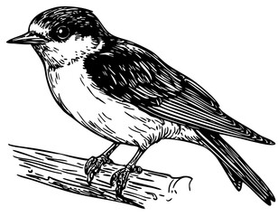 Intricate Swallow Sketch A Classic Monochrome Representation, Sketch, No Background 