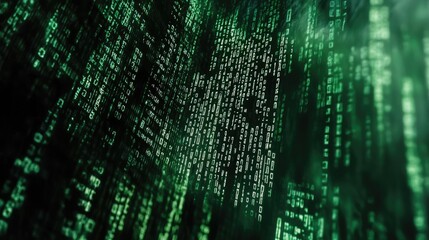 Obraz premium Abstract Green Digital Code Streaming Data