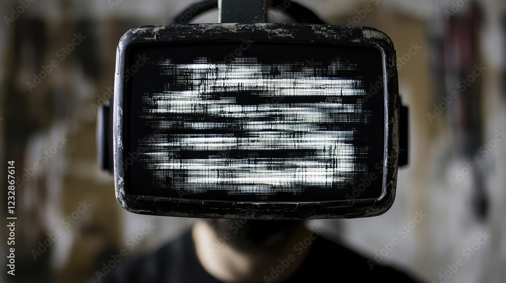 Poster distorted static screen obscures persons face
