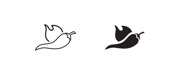 Obraz premium Pepper icon. Hot pepper. Chili icons,editable stroke, flat design style isolated on white linear pictogram, button, vector, sign, symbol, logo, illustration