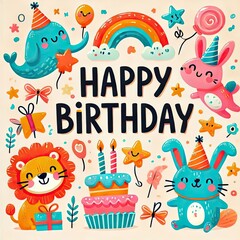 Fototapeta premium happy card with animals