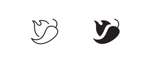 Pepper icon. Hot pepper. Chili icons,editable stroke, flat design style isolated on white linear pictogram, button, vector, sign, symbol, logo, illustration