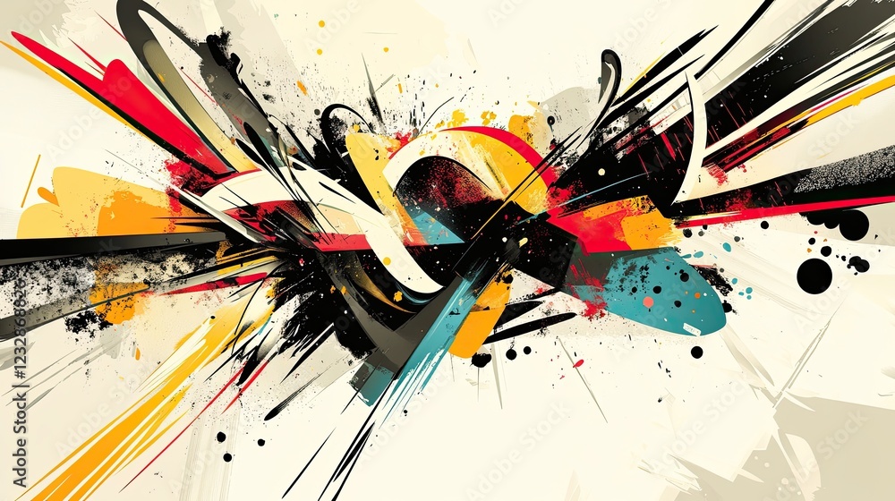 Poster abstract colorful exploding graffiti art design