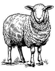Mythical Sheep Outline Perfect for Creative Projects, Transparent Background, Sketch