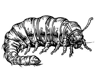 Striking Cartoon Caterpillar Image Perfect for Logos and Illustrations, Sketch, Transparent Background