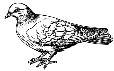 Striking Cartoon Dove Image Perfect for Logos and Illustrations, Sketch, Transparent Background 