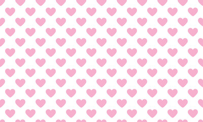 All over seamless vector repeat pattern with ditsy pink hand drawn doodle hearts tossed on white background. Simple cute Valentines day background