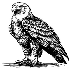 Stylized Cartoon Eagle Outline Versatile Vector Art, Sketch, Transparent Background
