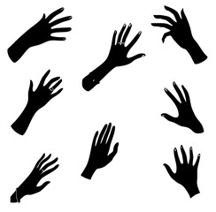 Stylized Hand Silhouette Outline Pack Versatile Vector Art, Sketch, Transparent Background