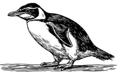 Stylized Penguin Outline Versatile Vector Art, Transparent Background, Sketch