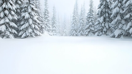 Fototapeta premium Snowy forest path, winter wonderland, serene background, ideal for holiday cards