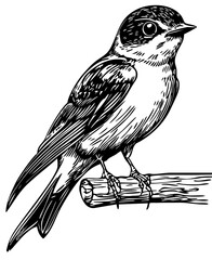 Timeless Swallow Silhouette Capturing Nature in Black and White, Transparent Background, Sketch 