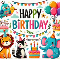 Fototapeta premium happy card with animals