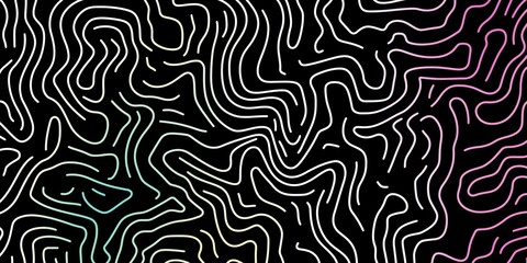 Fototapeta premium Abstract Colorful Wavy Lines on Black Background: A Vibrant and Dynamic Pattern of Curved and Flowing Lines in Various Colors Creating a Mesmerizing Visual Effect