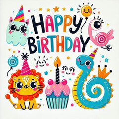 happy card with animals