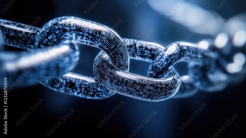 Poster Digital Chain Links Interconnected Secure Data