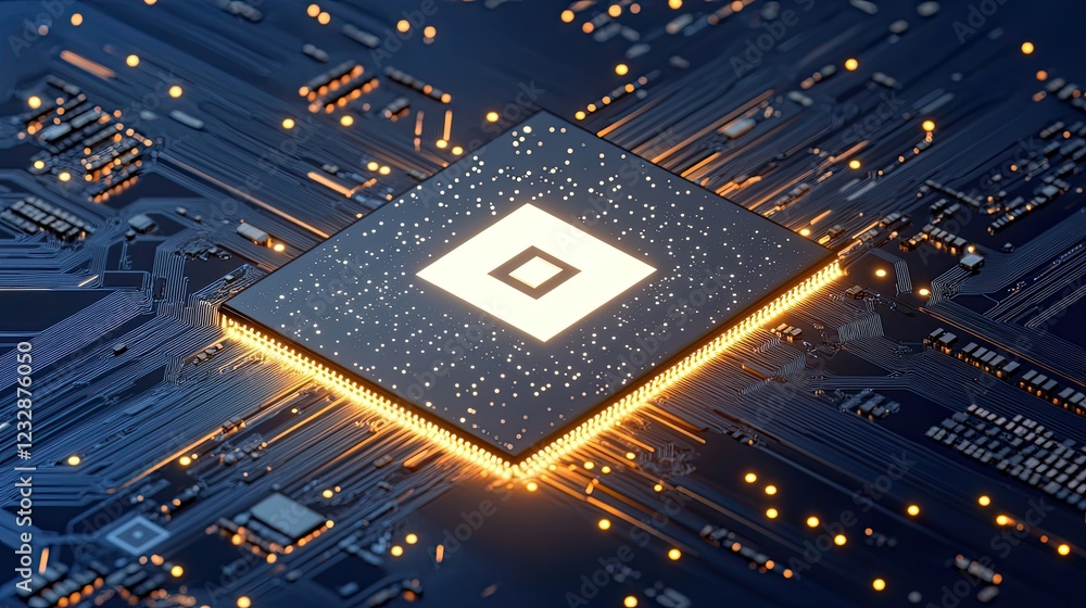 Poster illuminated microchip integrated circuit board technology