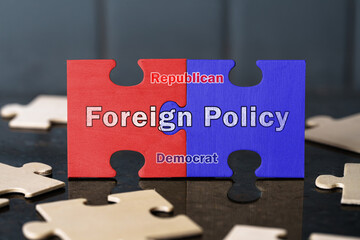 Foreign Policy, Republican Democrat Political Divide, Global Relations Debate, Interlocking Puzzle...